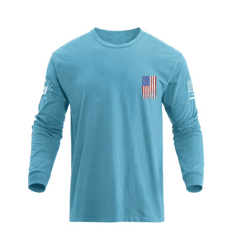 USA FLAG CROSS GRAPHIC LONG SLEEVE T-SHIRT