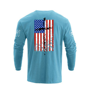 USA FLAG CROSS GRAPHIC LONG SLEEVE T-SHIRT