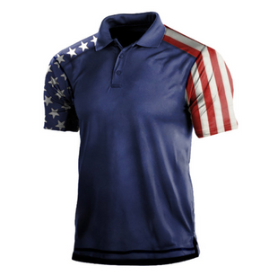 Poloshirt mit USA-Flaggenstreifen und Raglan-Grafik