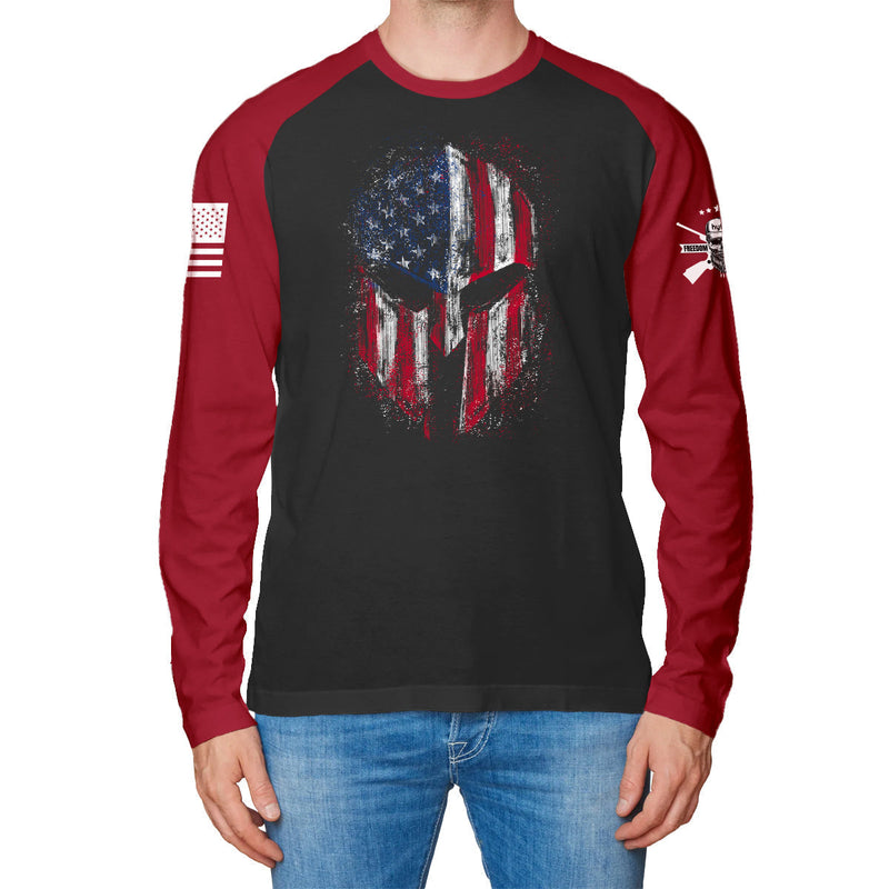 USA FLAG SPARTAN 100% COTTON RAGLAN GRAPHIC LONG SLEEVE T-SHIRT