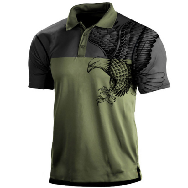 EAGLE PRINT RAGLAN GRAPHIC POLO SHIRT