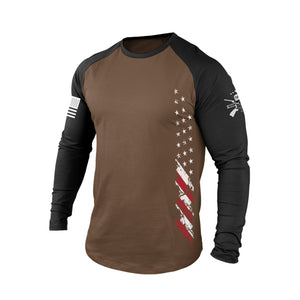 Langarm-T-Shirt mit USA-Flagge und Raglan-Grafik