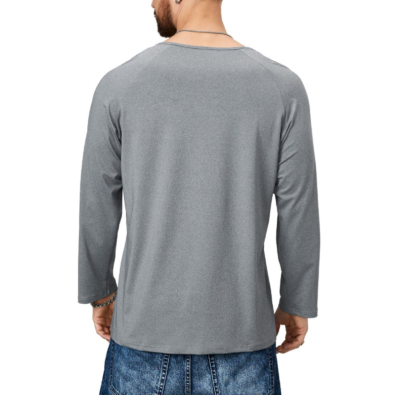 ESSENTIALS BUTTON HENLEY QUICK DRY LONG SLEEVE HENLEY SHIRT