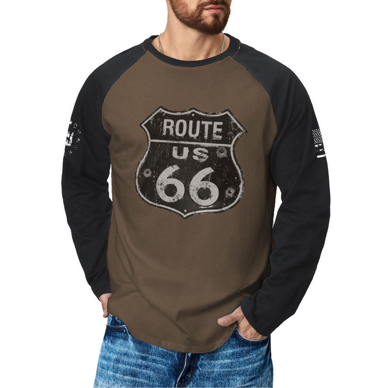 ROUTE 66 RAGLAN GRAPHIC LONG SLEEVE T-SHIRT