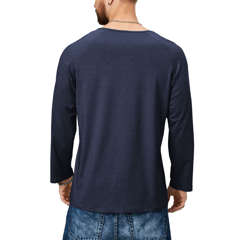 ESSENTIALS BUTTON HENLEY QUICK DRY LONG SLEEVE HENLEY SHIRT