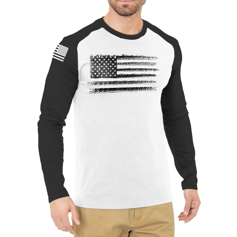 USA FLAG 100% COTTON RAGLAN GRAPHIC LONG SLEEVE T-SHIRT