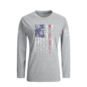DAMEN-LANGARMSHIRT MIT USA-FLAGGE