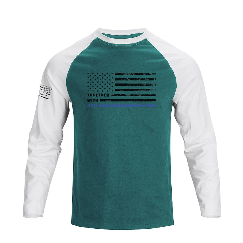 USA FLAG RAGLAN GRAPHIC LONG SLEEVE T-SHIRT