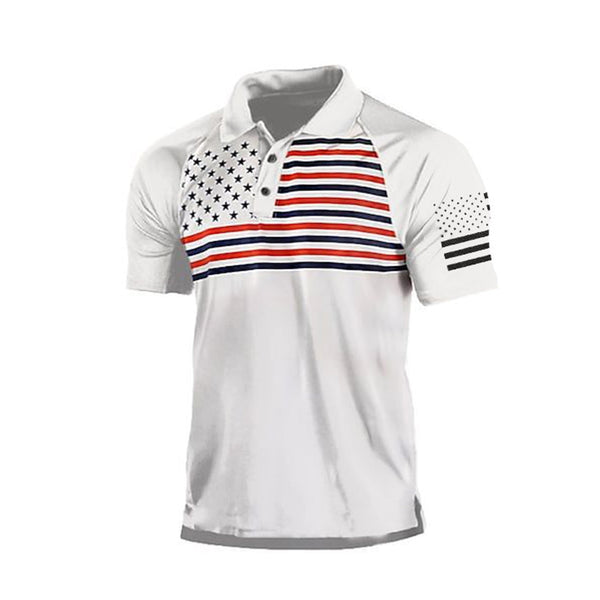 USA FLAG RAGLAN GRAPHIC POLO SHIRT