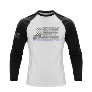 Langarm-T-Shirt mit USA-Flagge und Raglan-Grafik