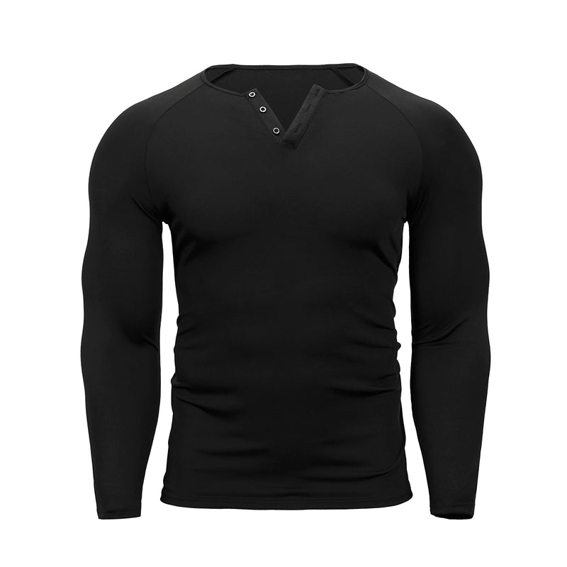 ESSENTIALS BUTTON HENLEY QUICK DRY LONG SLEEVE HENLEY SHIRT