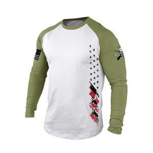 Langarm-T-Shirt mit USA-Flagge und Raglan-Grafik