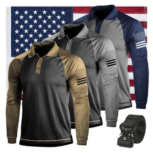 ESSENTIAL-POLOSHIRT MIT LANGEN ÄRMELN UND FARBBLOCK-RAGLAN-MUSTER