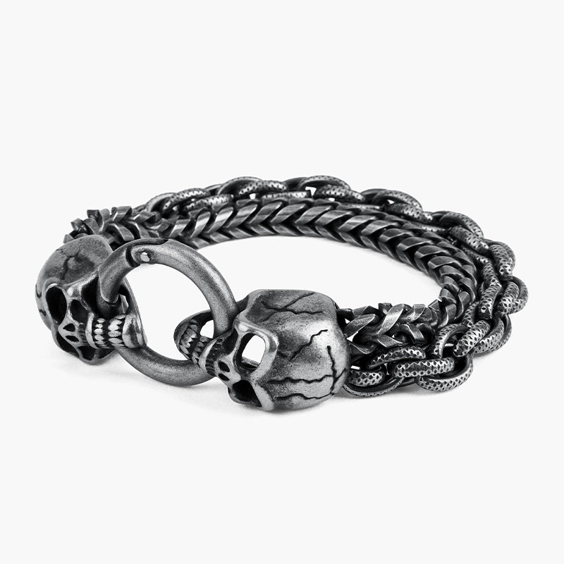 SKULL DOUBLE-CHAIN BRACELET