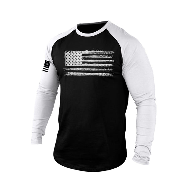 USA FLAG RAGLAN GRAPHIC LONG SLEEVE T-SHIRT