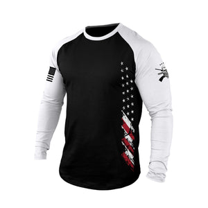 Langarm-T-Shirt mit USA-Flagge und Raglan-Grafik