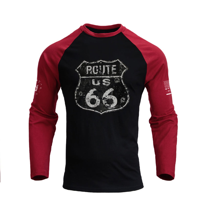 ROUTE 66 RAGLAN GRAPHIC LONG SLEEVE T-SHIRT