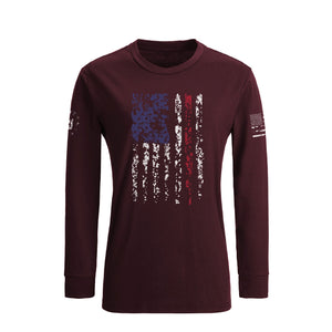 DAMEN-LANGARMSHIRT MIT USA-FLAGGE