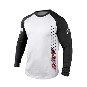 Langarm-T-Shirt mit USA-Flagge und Raglan-Grafik