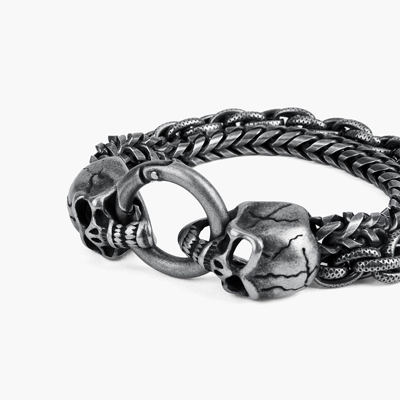 SKULL DOUBLE-CHAIN BRACELET