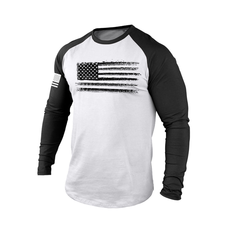 USA FLAG RAGLAN GRAPHIC LONG SLEEVE T-SHIRT