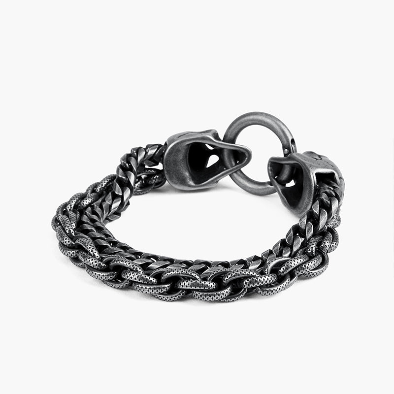 SKULL DOUBLE-CHAIN BRACELET