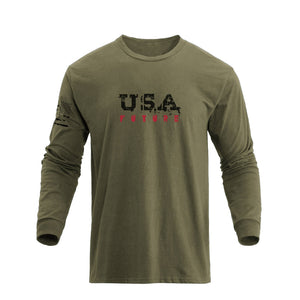 Langärmliges T-Shirt mit USA-Flaggen-Grafik