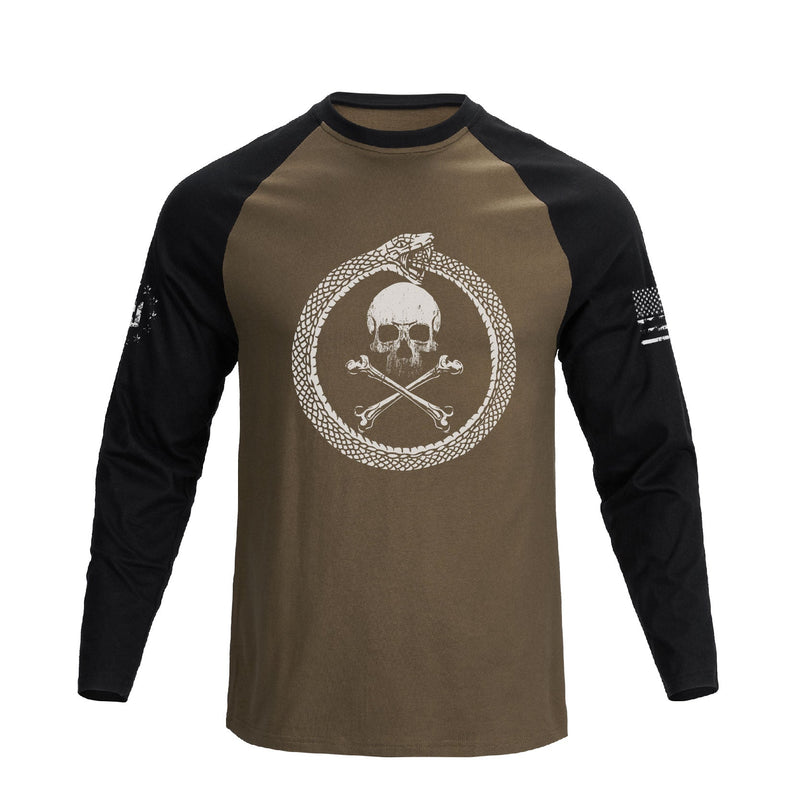 SNAKE SKULL RAGLAN GRAPHIC LONG SLEEVE T-SHIRT