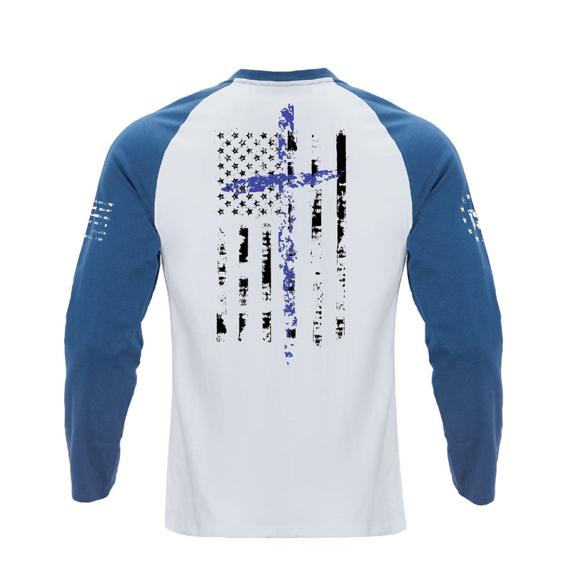 USA FLAG CROSS RAGLAN GRAPHIC LONG SLEEVE T-SHIRT