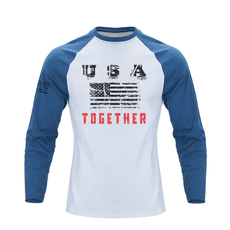 USA FLAG RAGLAN GRAPHIC LONG SLEEVE T-SHIRT