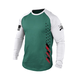 Langarm-T-Shirt mit USA-Flagge und Raglan-Grafik