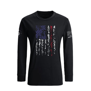 DAMEN-LANGARMSHIRT MIT USA-FLAGGE