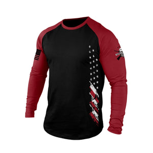 Langarm-T-Shirt mit USA-Flagge und Raglan-Grafik
