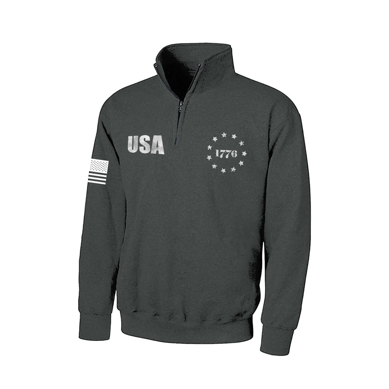 USA 1776 STAR  ZIPPER GRAPHIC FLEECE TURTLE NECK SWEATSHIRT