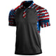 USA FLAG STRIPE PRINT RAGLAN GRAPHIC POLO SHIRT