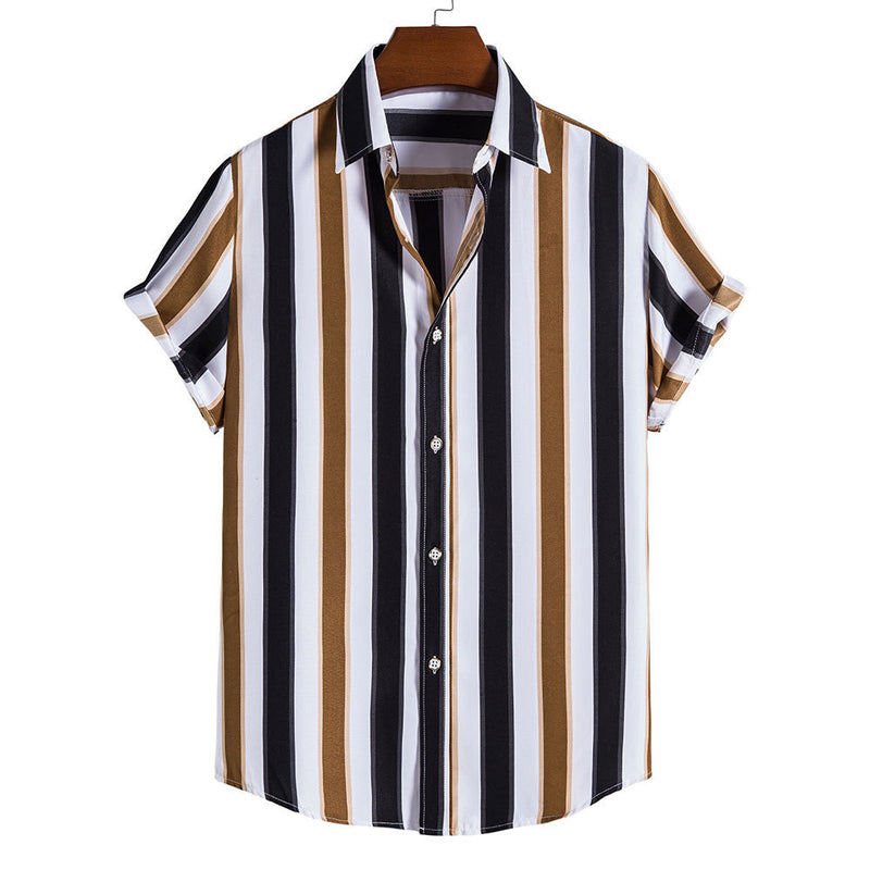 MEN RANDOM COLORFUL STRIPED SHIRT CARDIGAN