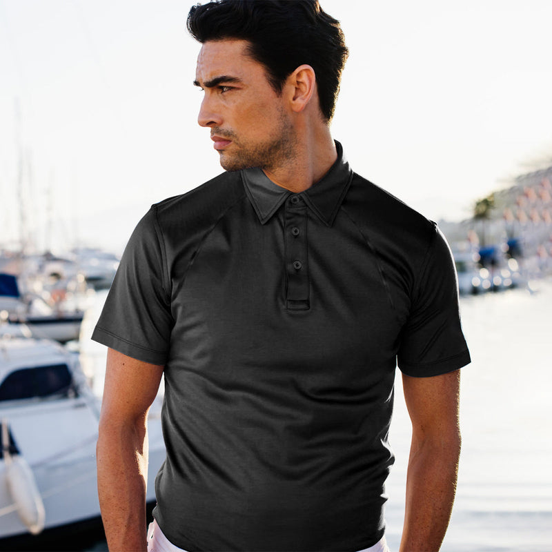 SOLID COLOR  SHORT SLEEVE POLO SHIRT