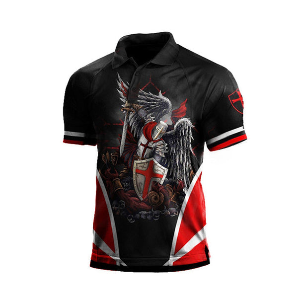 KNIGHTS TEMPLAR 1/4 BUTTON PRINTED POLO SHIRT