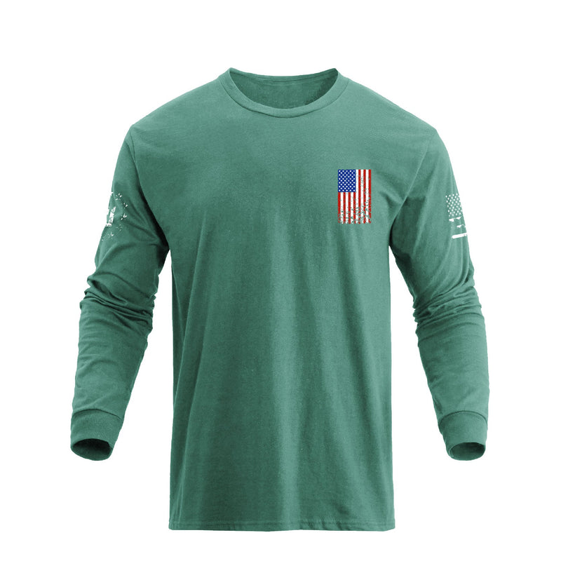 USA FLAG CROSS GRAPHIC LONG SLEEVE T-SHIRT