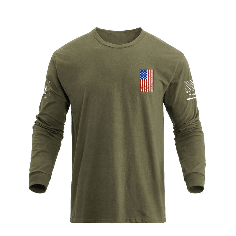 USA FLAG CROSS GRAPHIC LONG SLEEVE T-SHIRT