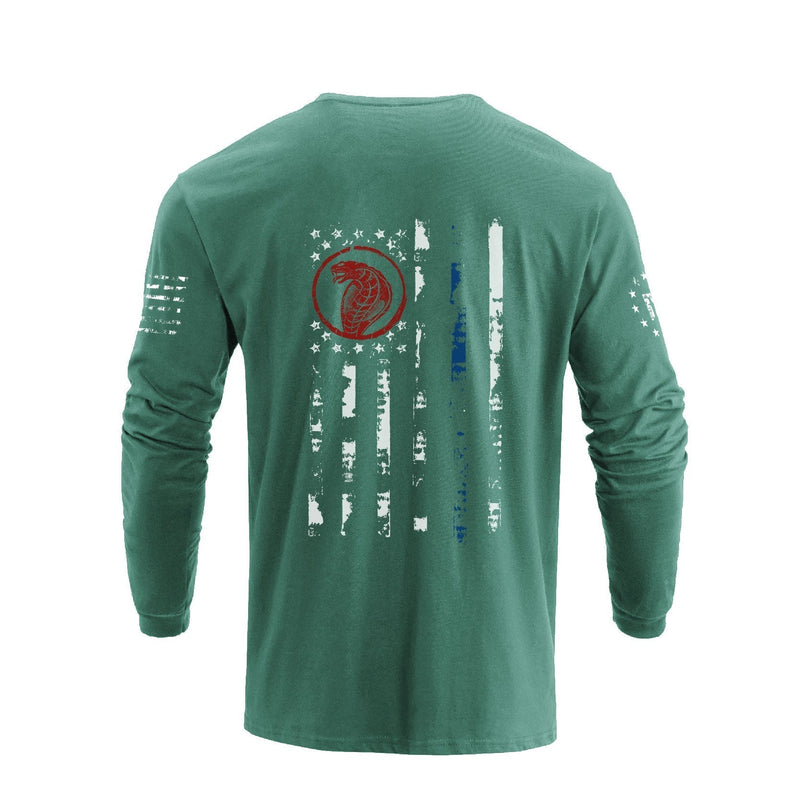 USA FLAGGE SCHLANGENGRAFIK LANGARM T-SHIRT