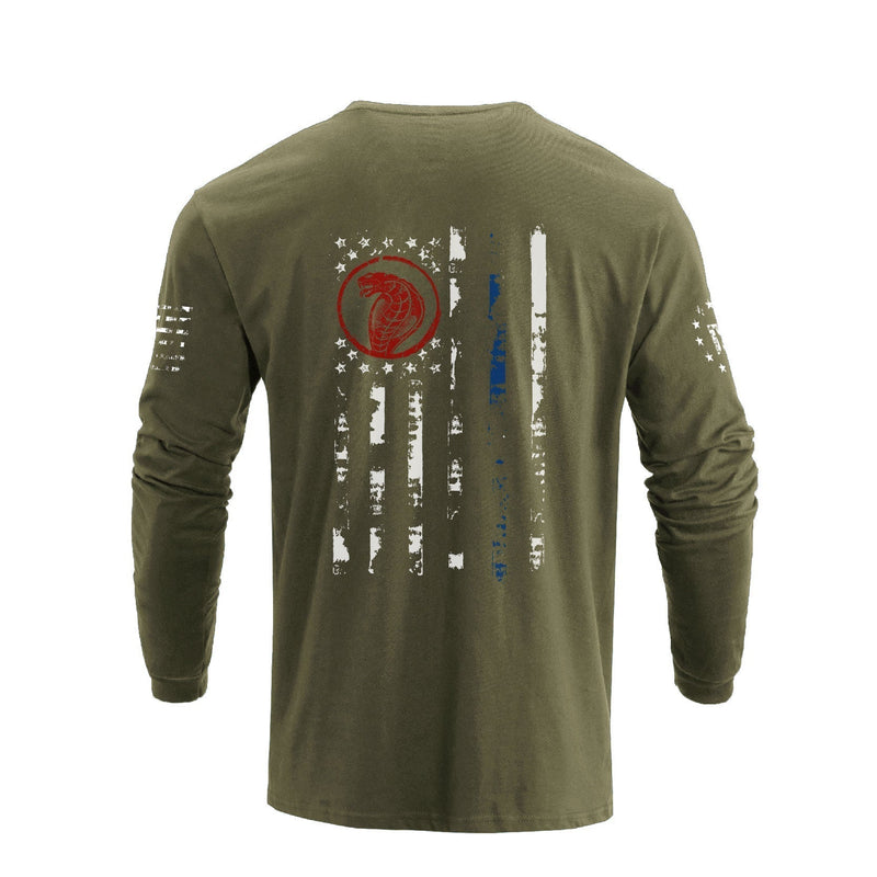 USA FLAGGE SCHLANGENGRAFIK LANGARM T-SHIRT