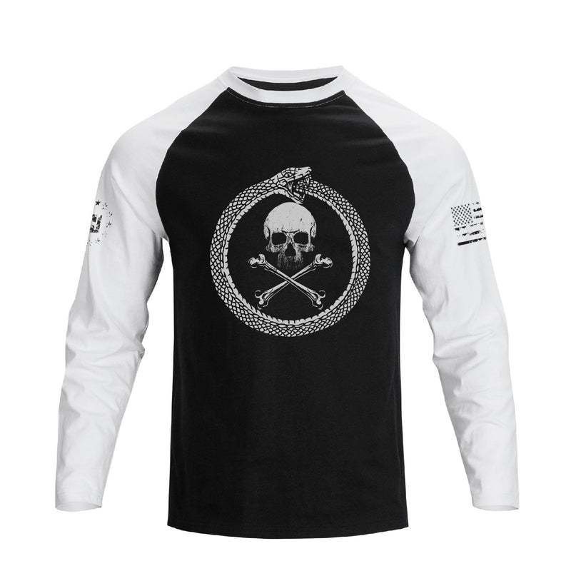 SNAKE SKULL RAGLAN GRAPHIC LONG SLEEVE T-SHIRT