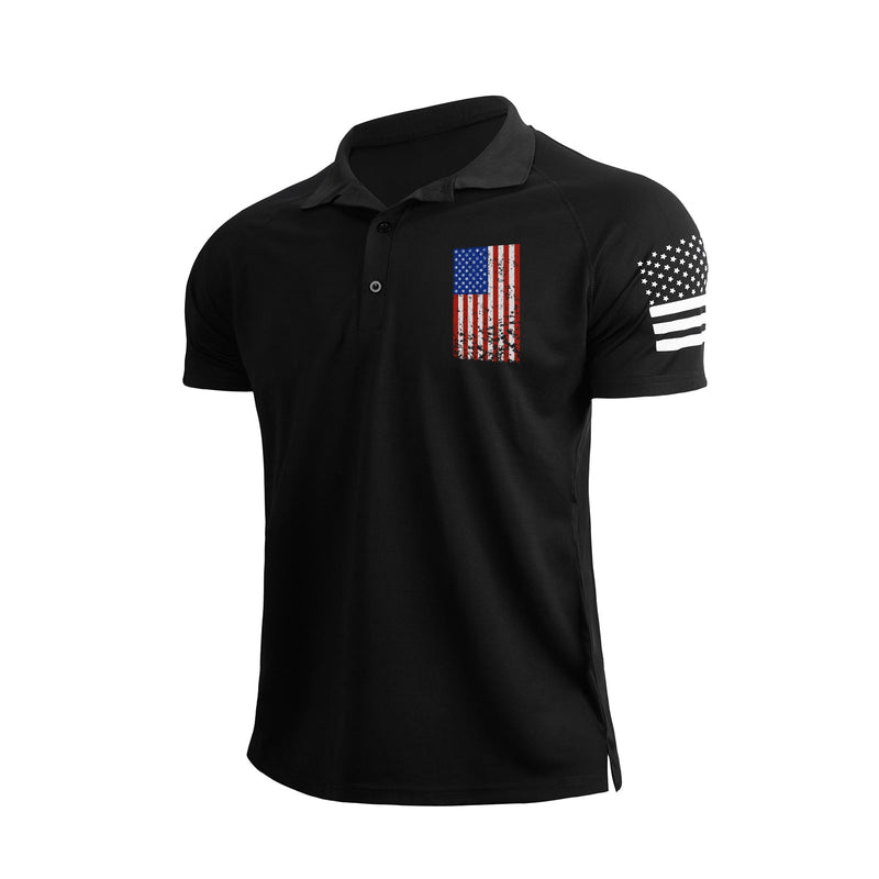 USA FLAG RAGLAN GRAPHIC POLO SHIRT