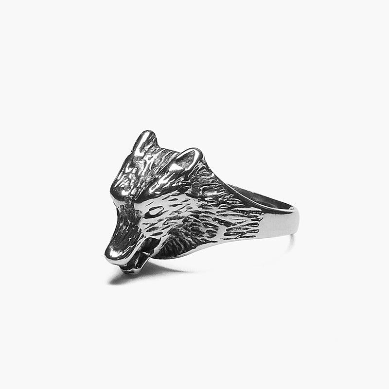 RETRO WOLF HEAD RING