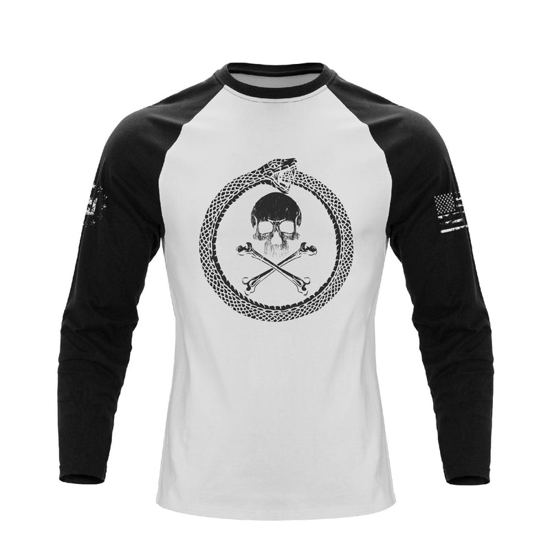 SNAKE SKULL RAGLAN GRAPHIC LONG SLEEVE T-SHIRT