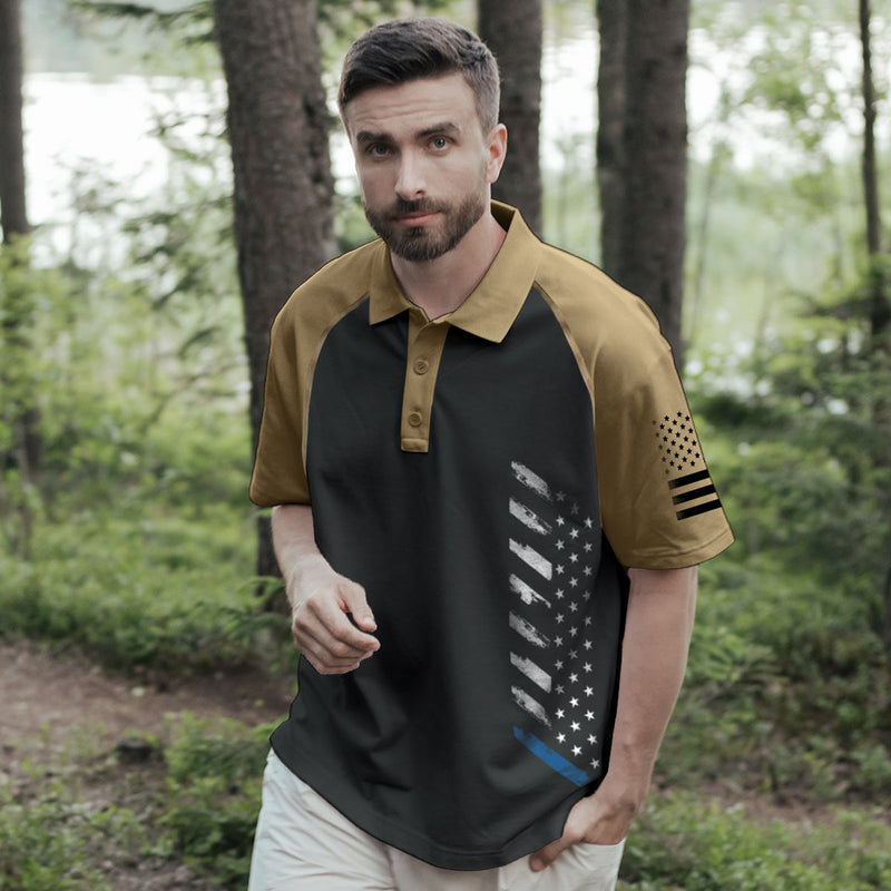 USA FLAG RAGLAN GRAPHIC POLO SHIRT