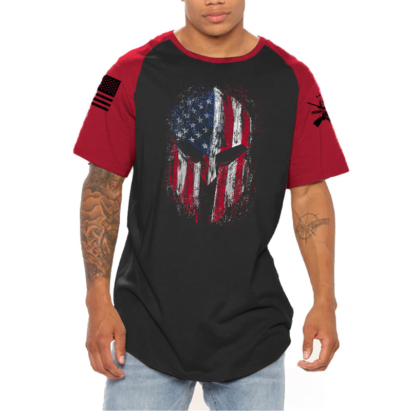 USA FLAG SPARTAN RAGLAN GRAPHIC TEE